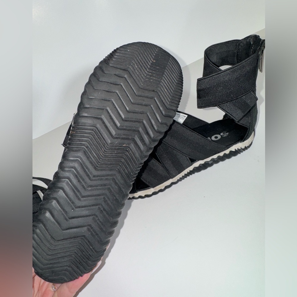 Sorel Black Strappy Zip-Back Women’s Sandals - Picture 11 of 11